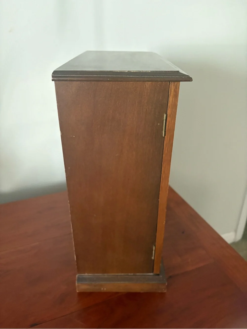 Wood Jewelry Armoire Box Etched Glass Doors Mirror